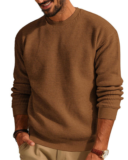 Men's Fashion Solid Color Waffle Casual