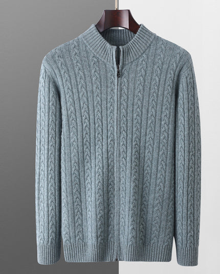 Woolen Sweater Men's Half-high Collar Zipper Top