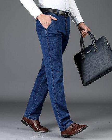 Spring High Stretch Jeans Men's Loose Straight