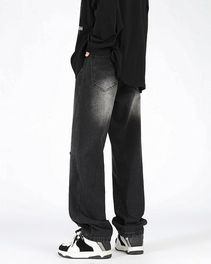 Men's Retro Patchwork Beaded Loose Jeans
