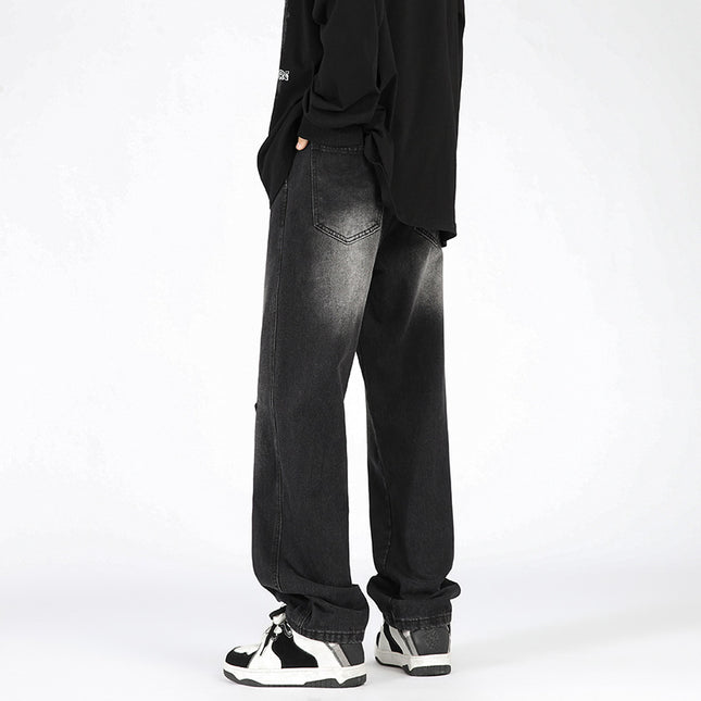 Men's Retro Patchwork Beaded Loose Jeans