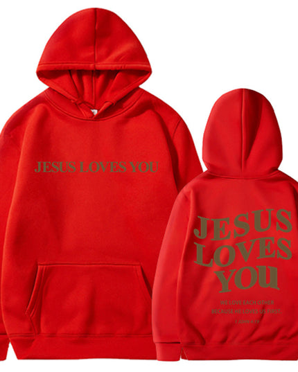 Brushed Hoody Back Letter Print Hooded Sweater