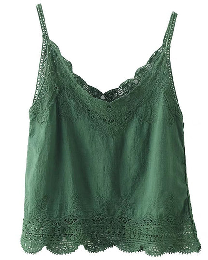 Retro All Cotton Hollow Embroidered Lace Vest