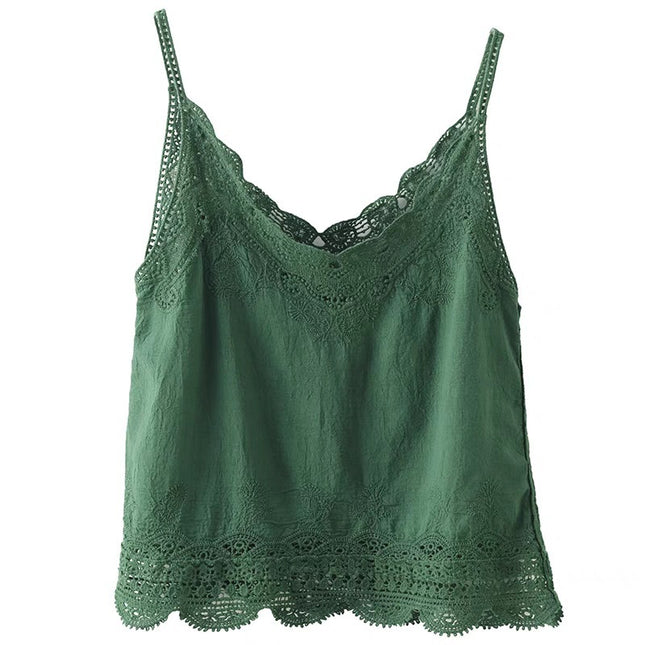 Retro All Cotton Hollow Embroidered Lace Vest