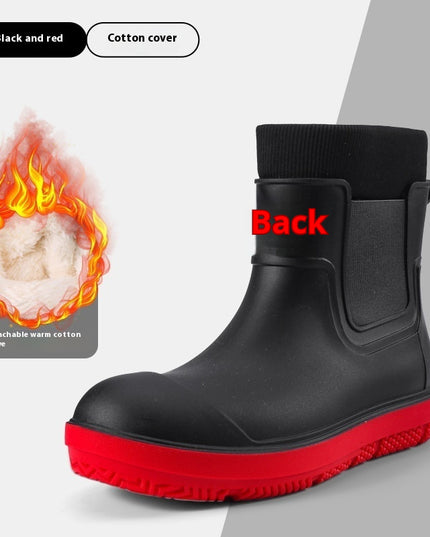 Men's Short Fashion Non-slip Waterproof Shoes Fleece-lined Platform