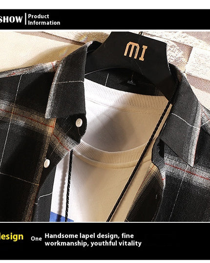 Men's Casual Plaid Shirt Korean Style