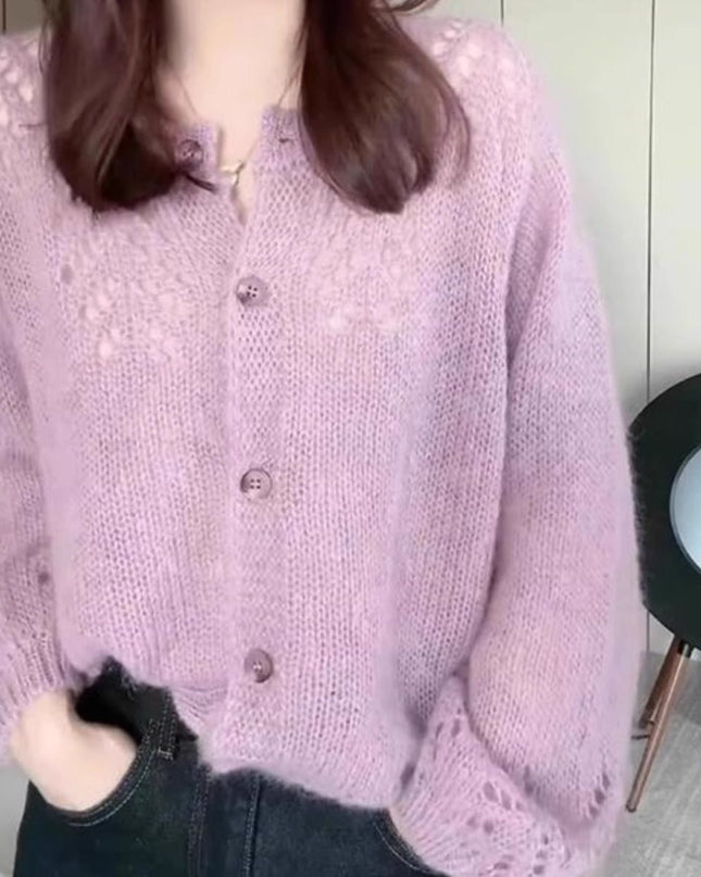 Long Sleeve Soft Glutinous Women's Clothing Gentle Dignified Hollow Sweater