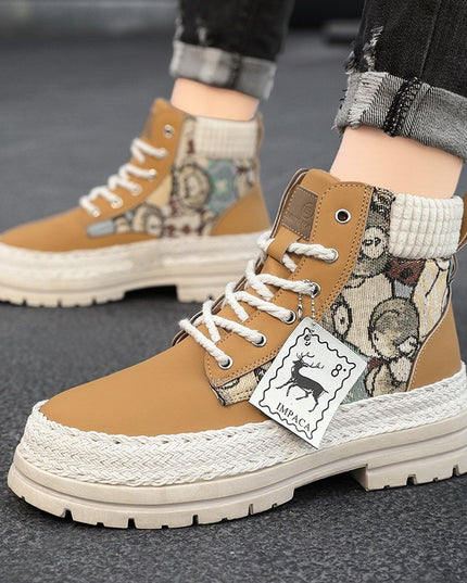 Men's Casual All-match Worker Boot High-top Shoes