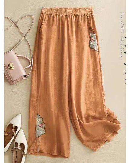 Cropped Pants Cotton Linen Casual Pants Chinese Ethnic
