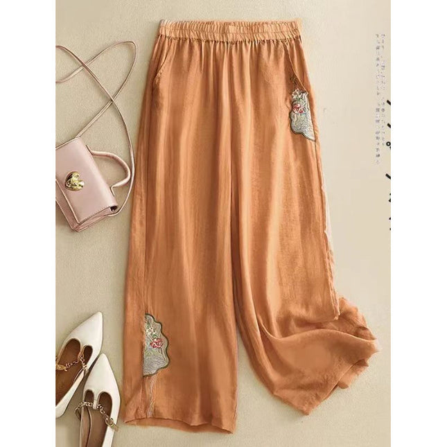 Cropped Pants Cotton Linen Casual Pants Chinese Ethnic