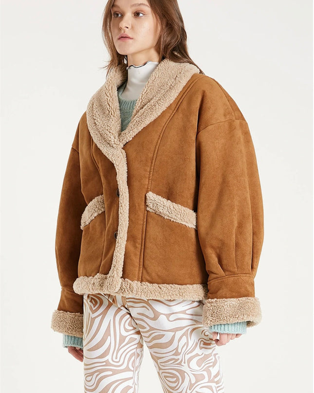 American Vintage Single-Breasted Lamb Fleece Top