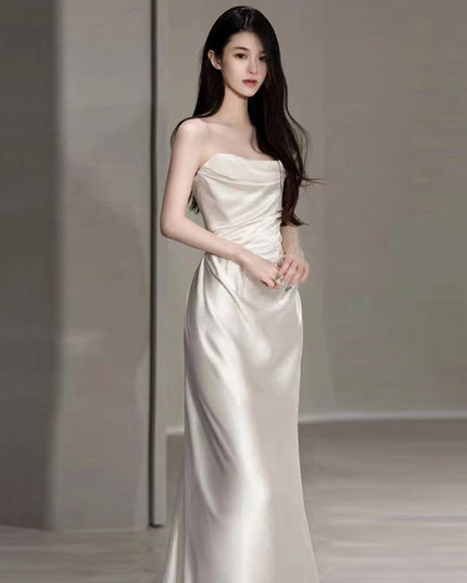 Satin Light Wedding Dress French White