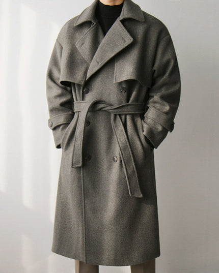 Woolen Coat Men's Winter Medium And Long Thickened