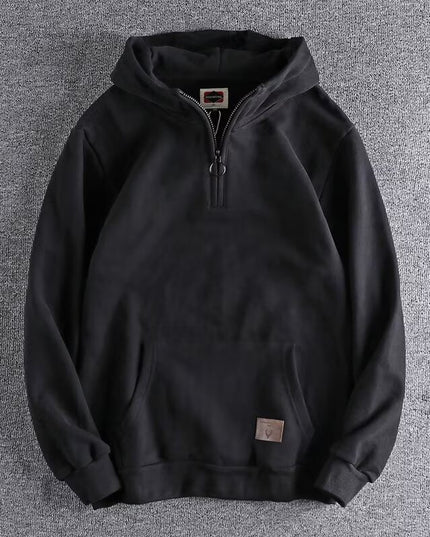 Thickened Half Zipper Open Collar Hooded Trend Men's Sweater