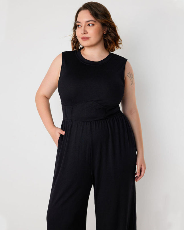 Women's Fashion Casual Pure Color All-matching Jumpsuit