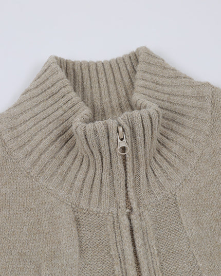 Simple Solid Color Twisted Collar Cardigan Sweater