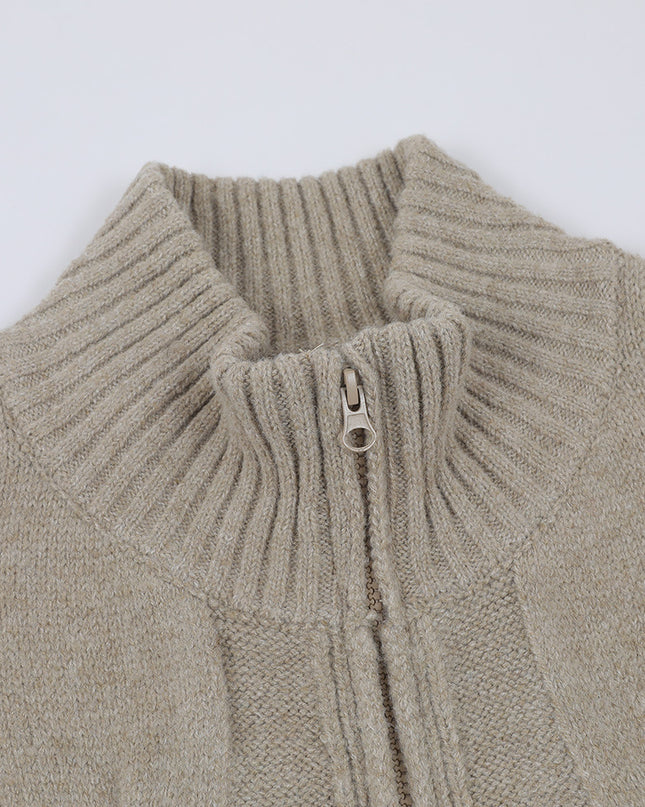Simple Solid Color Twisted Collar Cardigan Sweater