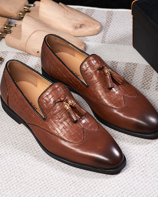 Men's Tassel Business Casual Leather Shoes Handmade Wedding Banquet