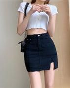 8730 Black Slit Stretch Skirt