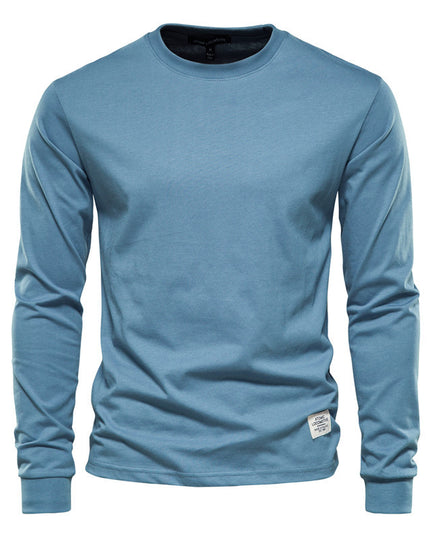 Men's Solid Color Round Neck Long-sleeved Top T-shirt