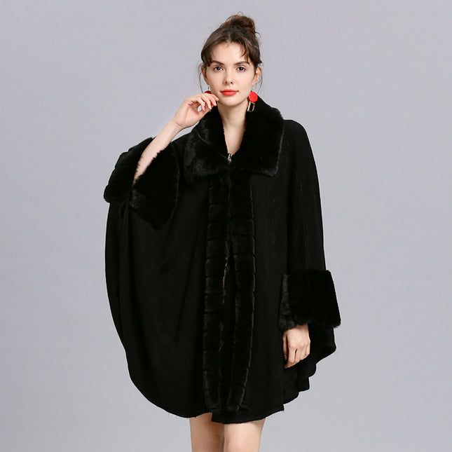 Oversized Loose Rex Rabbit Fur Collar Knitted Cardigan Jacket