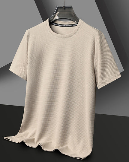 Summer Solid Color Men's Polyester Round Neck T-shirt