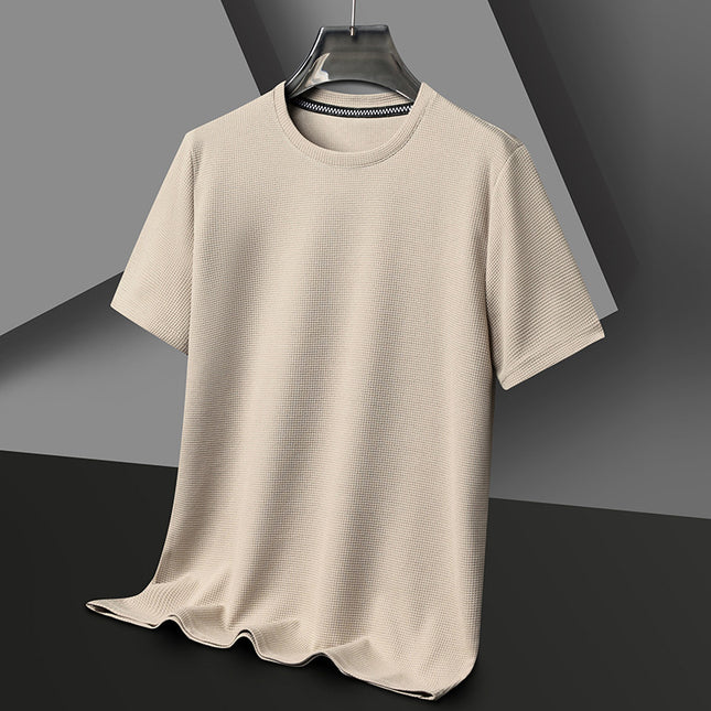 Summer Solid Color Men's Polyester Round Neck T-shirt