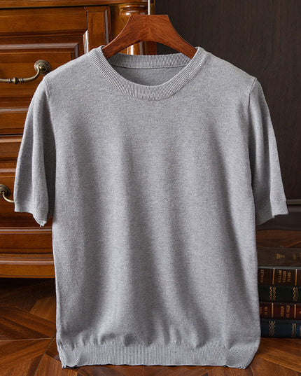 Men's Short-sleeved T-shirt Korean-style Trendy Round Neck Half-sleeve Sweater