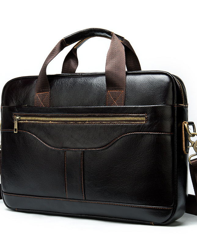 Vintage Business Office Handbag Men's Real-leather Bag Briefcase