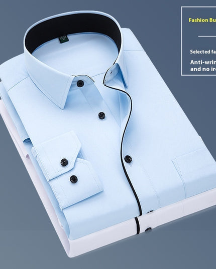Long Sleeve Men's Business Pure Color Shirt