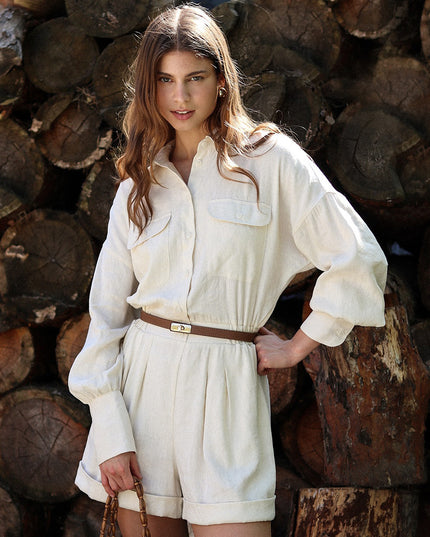 Spring And Summer New Slim Fit Slimming Nipped Waist Shorts Jumpsuit For Women