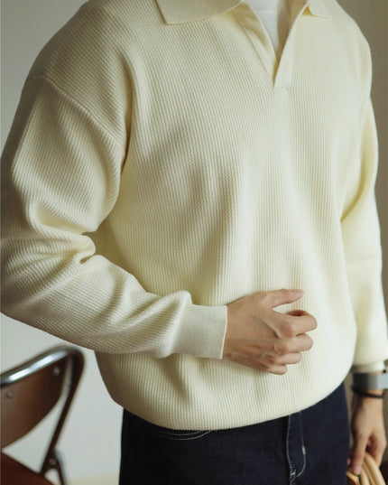 V-neck Sweater Pullover Sweater Lapel Heavy Warm