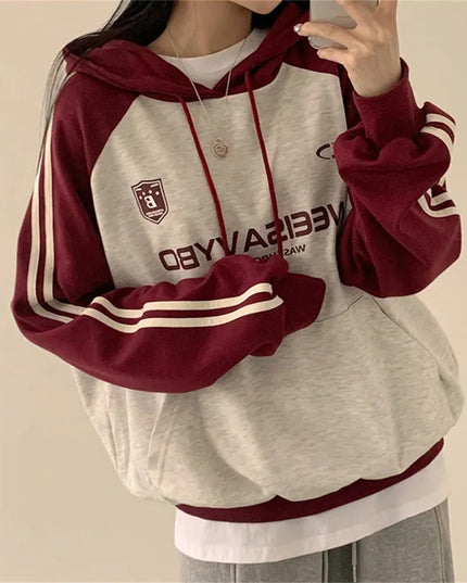Thin Stitching Velvet Padded Hooded Sweatshirt Women