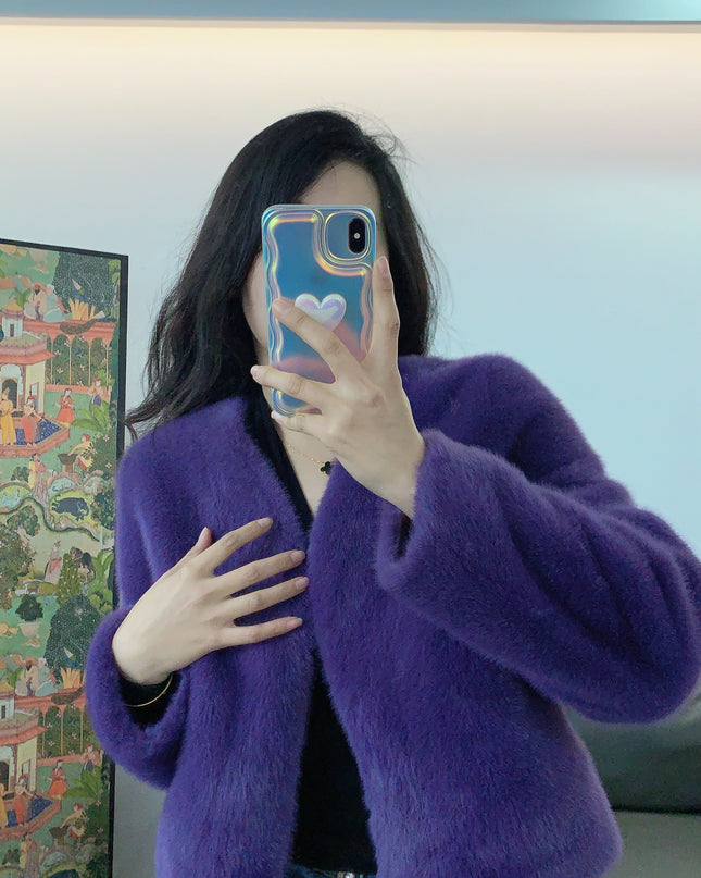 Women's Short Solid Color Eco-friendly Fur Jacket