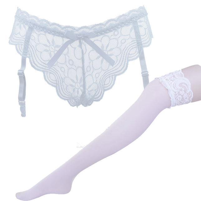 Transparent high tube stockings underwear set