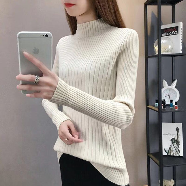 Slim Fit Slimming Inner Knitted Bottoming Shirt Women's Long Sleeve