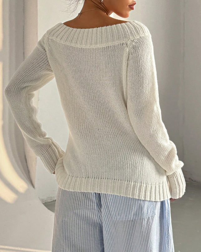 Head Sloping Exposed Shoulder Women's Autumnwinter Knit Casual