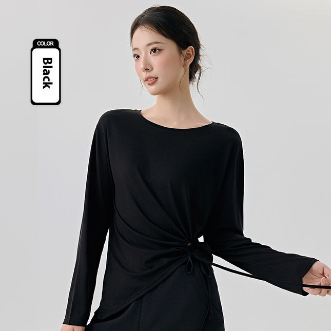 Modal Side Sexy Cutout Drawstring Loose Breathable Pilates Sports Blouse