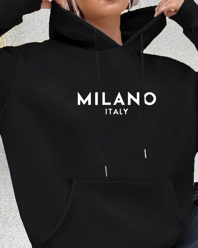Casual Long Sleeved Printed Kangaroo Pocket Hoodie