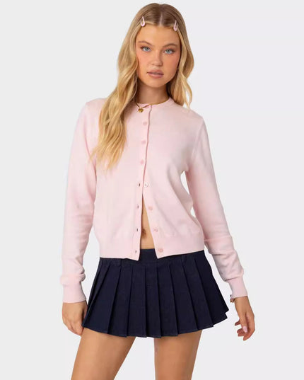Autumn And Winter Women's Clothing Solid Color Buttons Cardigan Long Sleeve