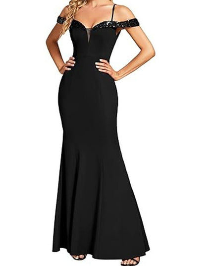 Women's Clothing Off-neck Sling Evening Long Dress