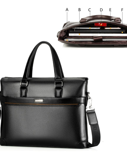 Men’s Diagonal Handbag Briefcase | PU Leather, 15-Inch Laptop Compatible