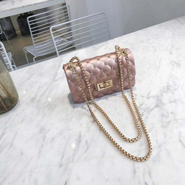 Diamond Chain One-Shoulder Diagonal Small Square Bag