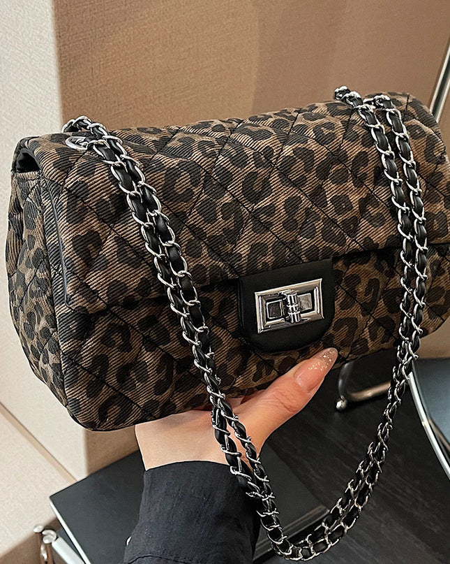 New Leopard Print Shoulder Crossbody Small Square Bag