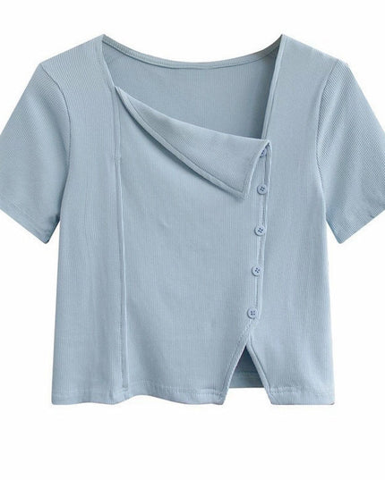 Women's Irregular Square Collar Split Shoulder T-shirt