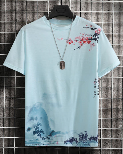 Men's Round Neck Cotton Short-sleeved T-shirt Digital Creative Printing