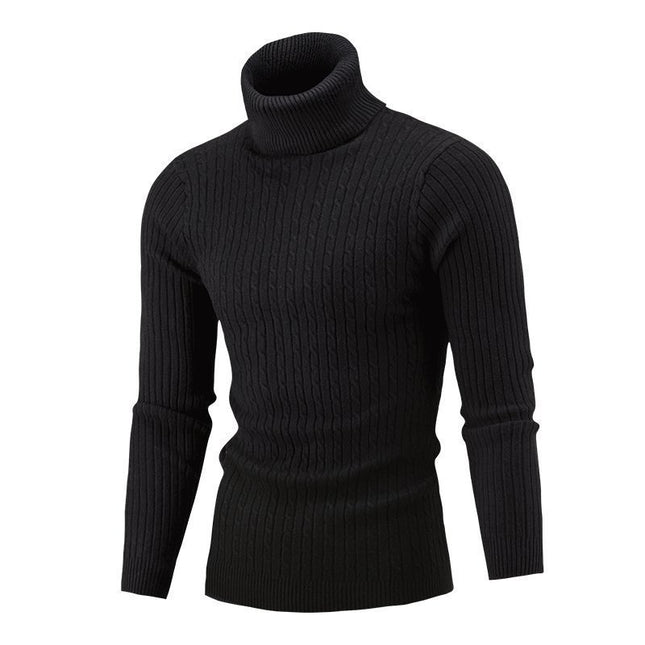 Men's Sweater Casual Retro Twisted Flower Turtleneck Knitting