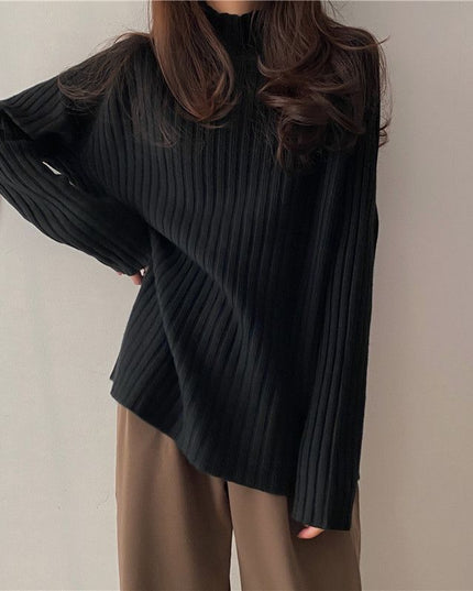 Idle Style Mock Neck Design Sense Loose Thick Inner Sweater Niche Top