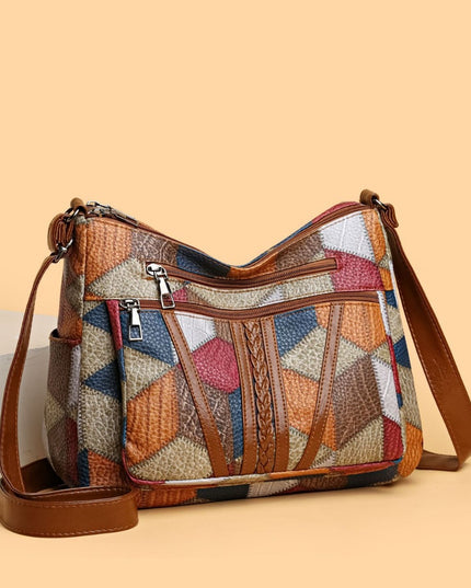Large Capacity Splicing Work Commuting Multi-pocket Crossbody Cross-body Bag
