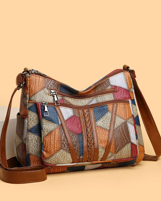 Large Capacity Splicing Work Commuting Multi-pocket Crossbody Cross-body Bag